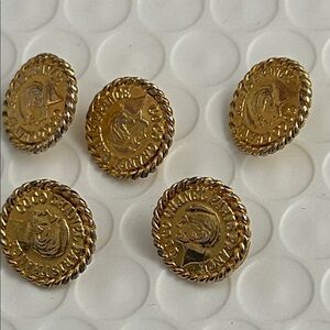 Vintage CHANEL Gold Medallion Coco Chanel Paris France set of 5